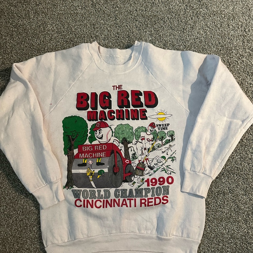 Ultra Vintage Cincinnati Reds Big Red Machine Sweatshirt- front and back shown